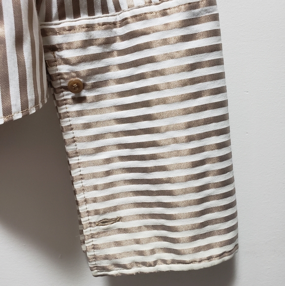 Autograph Marks and Spencer Gold Pinstripe Morrocan Dress Shirt Women's - Picture 5 of 8